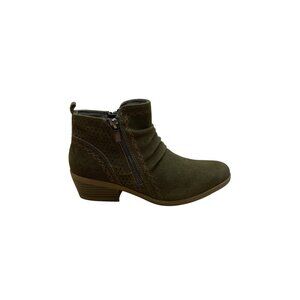 Earth Origins Women’s Olive Perforated Suede Collette Cheryl Ankle Boots Size 8